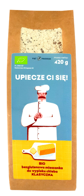 MIESZANKA DO WYPIEKU CHLEBA KLASYCZNA BEZ DODATKU CUKRÓW BEZGLUTENOWA BIO 420 g - PIĘĆ PRZEMIAN #1