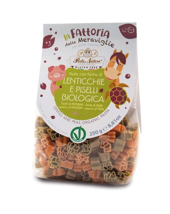 MAKARON (Z SOCZEWICY I GROSZKU DLA DZIECI) ZWIERZĘTA BEZGLUTENOWY BIO 250 g - PASTA NATURA #1