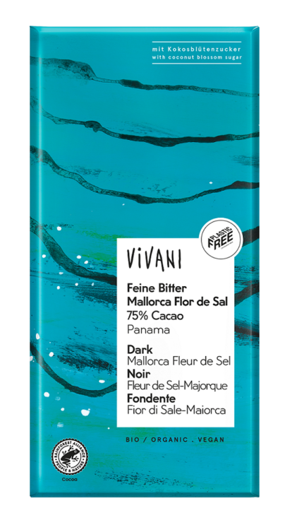 CZEKOLADA GORZKA Z SOLĄ MORSKĄ Z MAJORKI BIO 80 g - VIVANI #1
