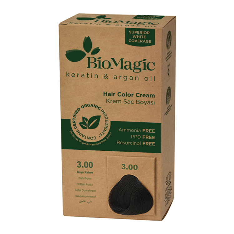 FARBA DO WŁOSÓW CIEMNY BRĄZ (3.00) 250 g - BIOMAGIC #1