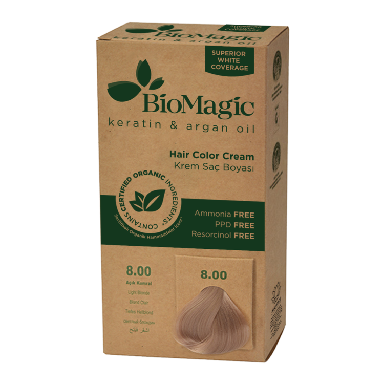 FARBA DO WŁOSÓW JASNY BLOND (8.00) 250 g - BIOMAGIC #1