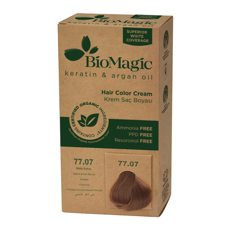 FARBA DO WŁOSÓW BRĄZOWY BLOND (77.07) 250 g - BIOMAGIC #1