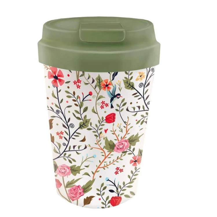 KUBEK PODRÓŻNY Z TWORZYWA PLA FLOWERS AND BIRDS 350 ml - CHIC-MIC #1
