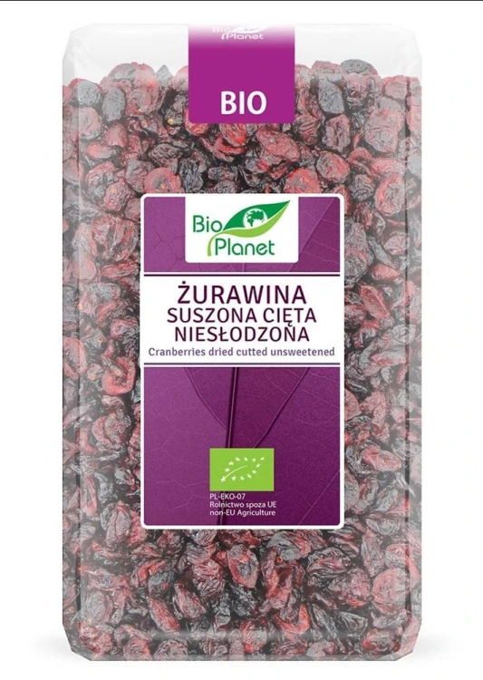 ŻURAWINA SUSZONA CIĘTA NIESŁODZONA BIO 1 kg - BIO PLANET #1