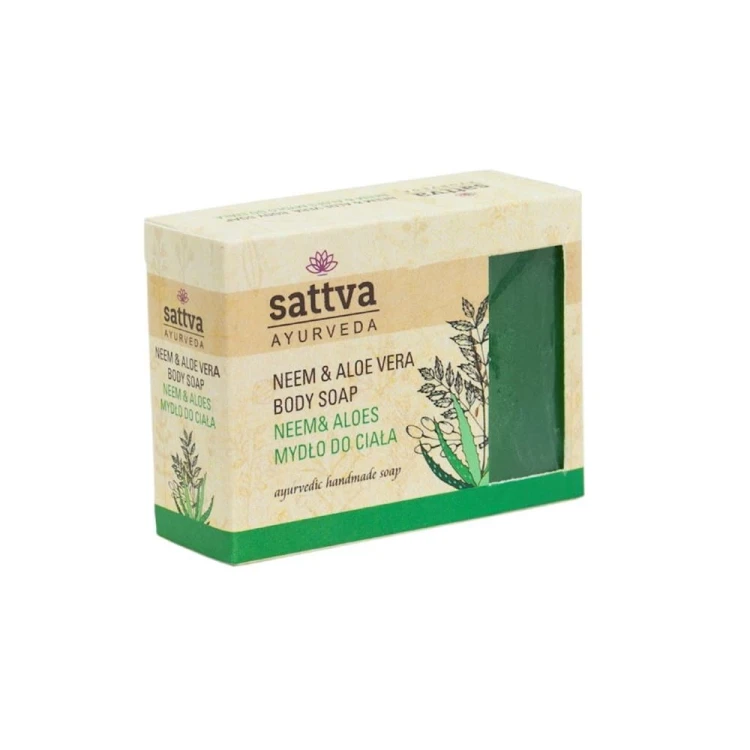 MYDŁO W KOSTCE DO CIAŁA NEEM I ALOES 125 g - SATTVA #1