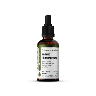 EKSTRAKTY W KROPLACH NA PAMIĘĆ I KONCENTRACJĘ BEZGLUTENOWE 30 ml - PHARMOVIT (CLEAN LABEL) #1