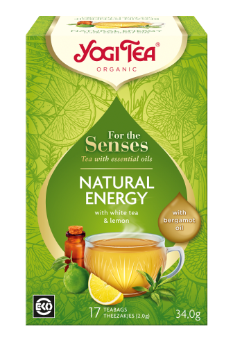HERBATA BIAŁA DLA ZMYSŁÓW NATURALNA ENERGIA Z ZIOŁAMI, OLEJKIEM Z CYTRYNY I Z BERGAMOTKI (FOR THE SENSES NATURAL ENERGY) BIO (17 x 2 g) 34 g - YOGI TEA #1