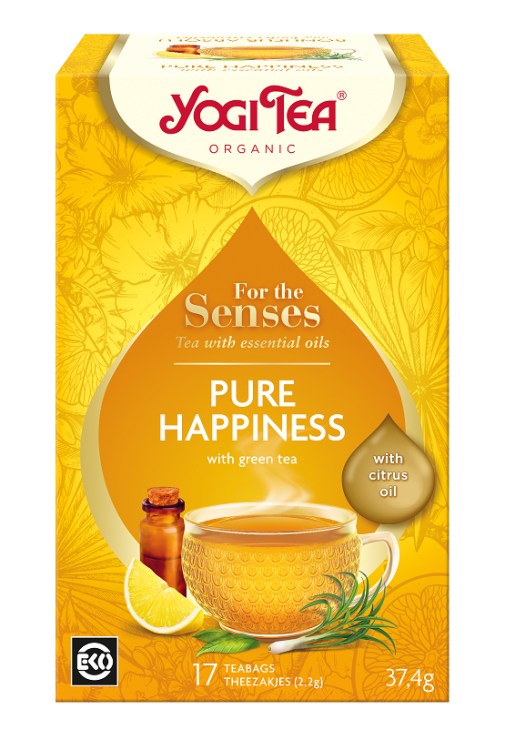HERBATKA DLA ZMYSŁÓW SZCZĘŚCIE Z ZIELONĄ HERBATĄ I OLEJKAMI ETERYCZNYMI (FOR THE SENSES PURE HAPPINESS) BIO (17 x 2,2 g) 37,4 g - YOGI TEA #1