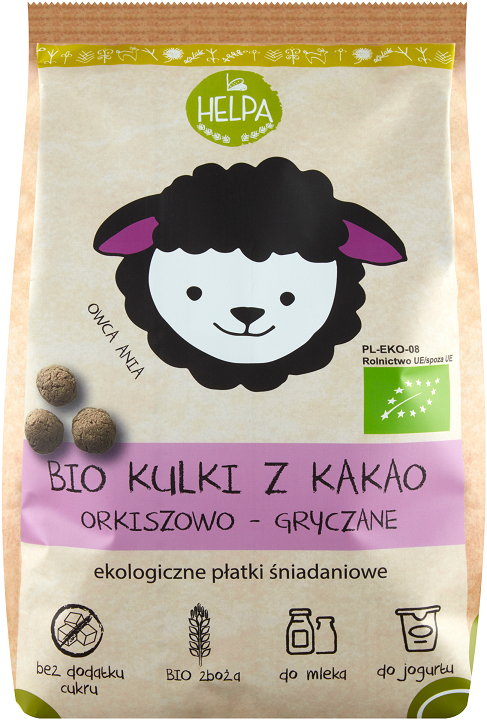 KULKI ORKISZOWO - GRYCZANE Z KAKAO BIO 160 g - HELPA #1