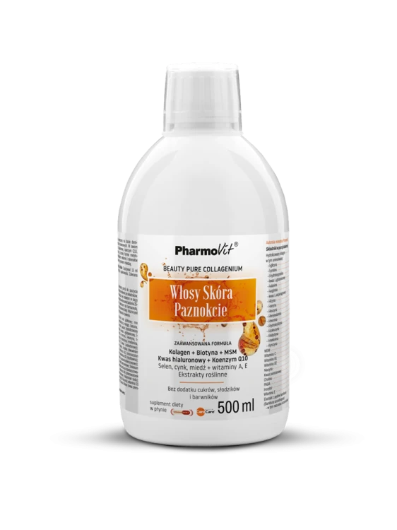 SUPLEMENT DIETY NA WŁOSY, SKÓRĘ I PAZNOKCIE W PŁYNIE BEZGLUTENOWY 500 ml - PHARMOVIT #1