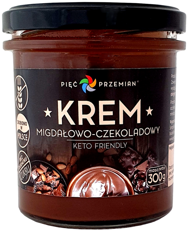 KREM MIGDAŁOWO - CZEKOLADOWY BEZ DODATKU CUKRÓW BEZGLUTENOWY (KETO) 300 g - PIĘĆ PRZEMIAN #1