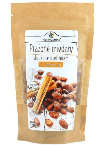 MIGDAŁY PRAŻONE Z CYNAMONEM SŁODZONE KSYLITOLEM BEZGLUTENOWE 100 g - PIĘĆ PRZEMIAN #1