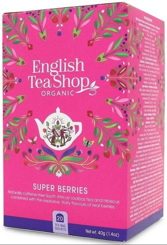 HERBATKA Z HIBISKUSEM, ROOIBOS, TRUSKAWKAMI, BORÓWKAMI I MALINAMI BIO (20 x 2 g) 40 g - ENGLISH TEA SHOP ORGANIC #1