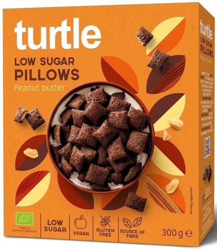 PODUSZKI ZBOŻOWE Z KREMEM Z ORZESZKÓW ZIEMNYCH NISKA ZAWARTOŚĆ CUKRÓW BEZGLUTENOWE BIO 300 g - TURTLE #1