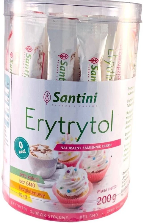 ERYTRYTOL W SASZETKACH BEZGLUTENOWY (40 x 5 g) 200 g - SANTINI #1