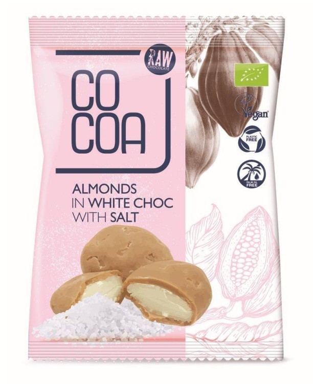 MIGDAŁY W BIAŁEJ POLEWIE Z SOLĄ BIO 70 g - COCOA #1
