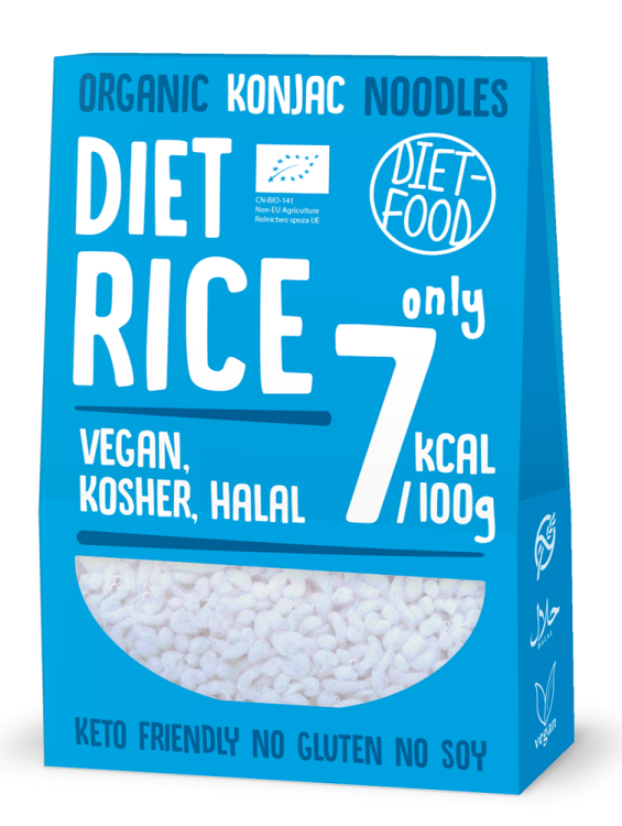 MAKARON (KONJAC W KSZTAŁCIE RYŻU) BEZGLUTENOWY BIO 385 g (300 g) - DIET-FOOD #1