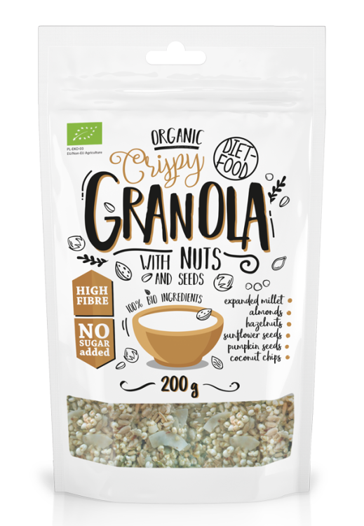 GRANOLA ORZECHOWA Z ORZECHAMI LASKOWYMI I MIGDAŁAMI BIO 200 g - DIET-FOOD #1
