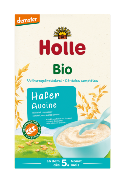 KASZKA OWSIANA PEŁNOZIARNISTA BEZ DODATKU CUKRÓW OD 5 MIESIĄCA DEMETER BIO 250 g - HOLLE #1