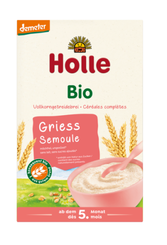 KASZA MANNA PEŁNOZIARNISTA BEZ DODATKU CUKRÓW OD 5 MIESIĄCA DEMETER BIO 250 g - HOLLE #1