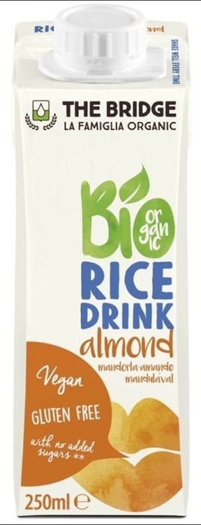 NAPÓJ RYŻOWY Z MIGDAŁAMI BEZ DODATKU CUKRÓW BEZGLUTENOWY BIO 250 ml - THE BRIDGE #1