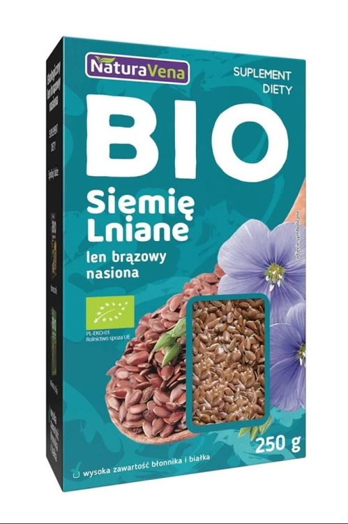 LEN BRĄZOWY BIO 250 g - NATURAVENA #1