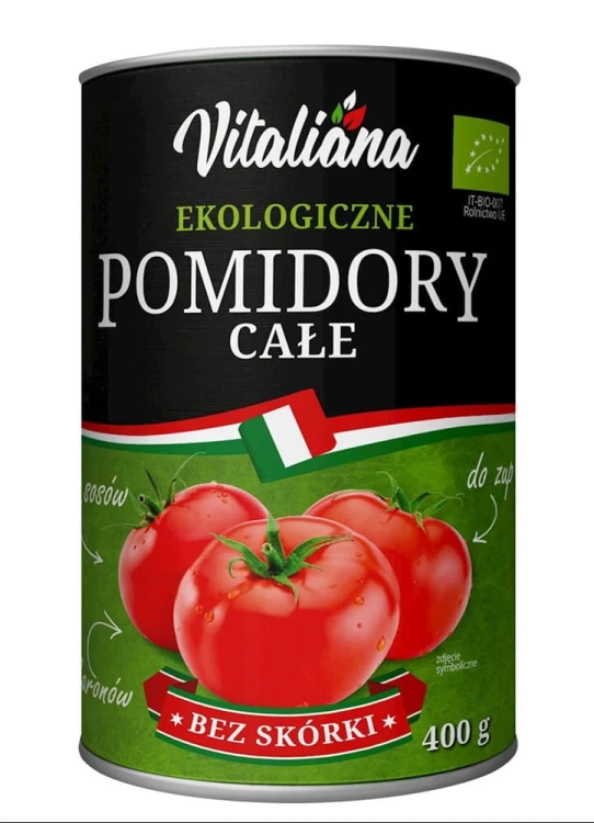 POMIDORY CAŁE BEZ SKÓRKI BIO 400 g - VITALIANA #1