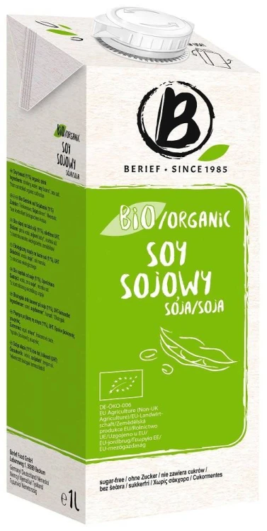 NAPÓJ SOJOWY NATURALNY BEZ CUKRU BEZGLUTENOWY BIO 1 L - BERIEF #1