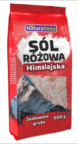 SÓL HIMALAJSKA RÓŻOWA GRUBO MIELONA JODOWANA 500 g - NATURAVENA #1