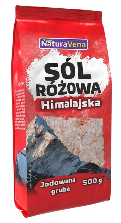 SÓL HIMALAJSKA RÓŻOWA GRUBO MIELONA JODOWANA 500 g - NATURAVENA #1