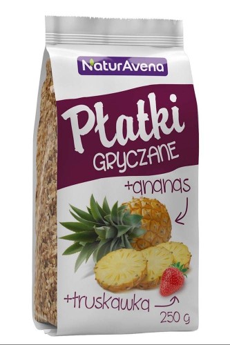 PŁATKI GRYCZANE Z ANANASEM I TRUSKAWKĄ 250 g - NATURAVENA #1