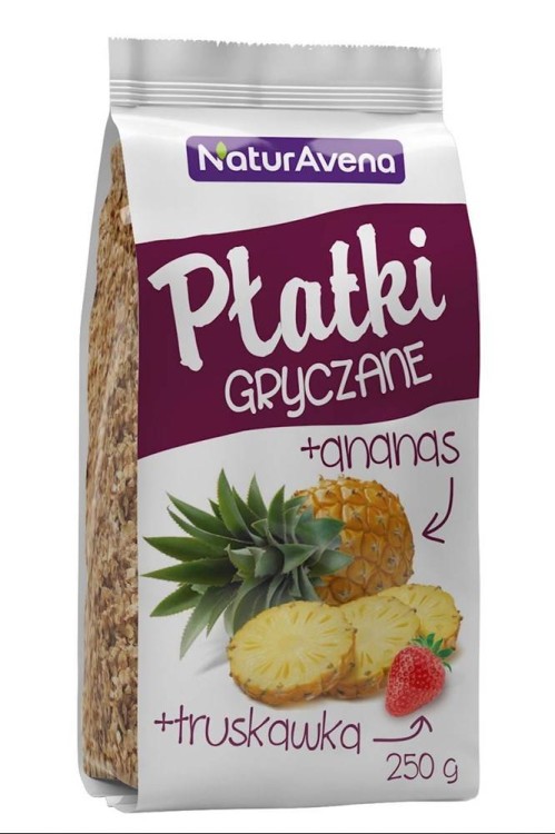 PŁATKI GRYCZANE Z ANANASEM I TRUSKAWKĄ 250 g - NATURAVENA #1