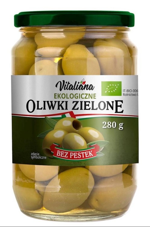 OLIWKI ZIELONE BEZ PESTEK W ZALEWIE BIO 280 g - VITALIANA #1