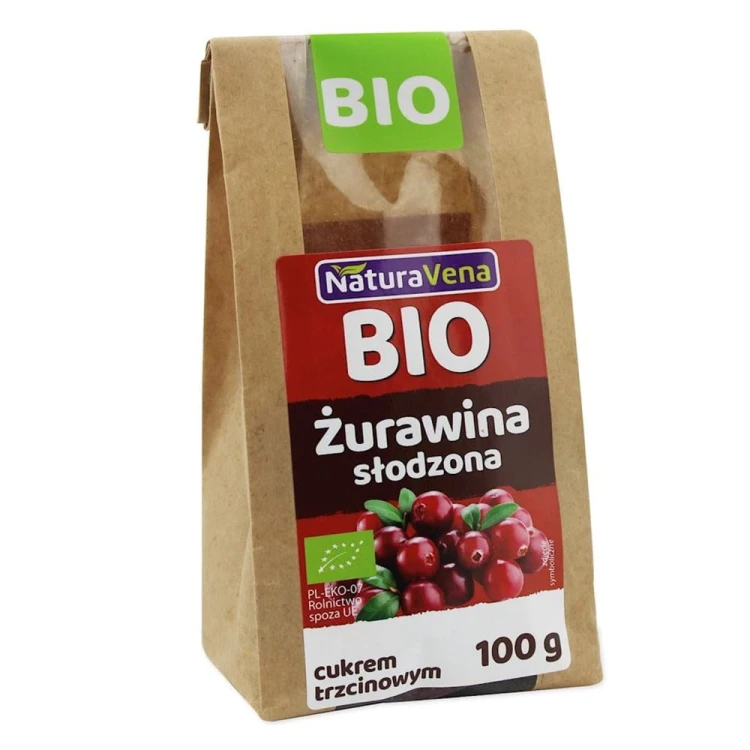 ŻURAWINA SŁODZONA CUKREM TRZCINOWYM BIO 100 g - NATURAVENA #1