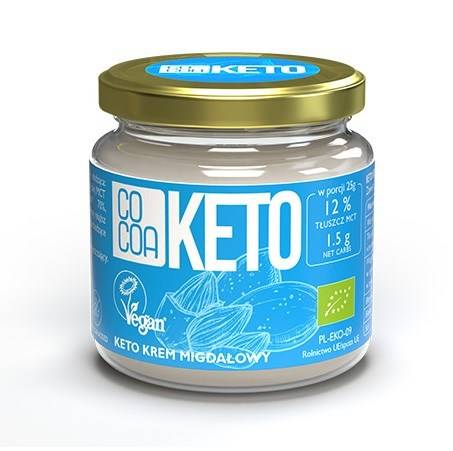KREM MIGDAŁOWY KETO Z OLEJEM MCT BEZ DODATKU CUKRU BEZGLUTENOWY BIO 200 g - COCOA #1