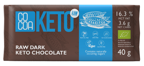CZEKOLADA KETO Z OLEJEM MCT BEZ DODATKU CUKRU BEZGLUTENOWA BIO 40 g - COCOA #1