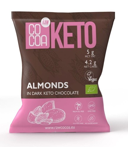 MIGDAŁY W CZEKOLADZIE KETO Z OLEJEM MCT BEZ DODATKU CUKRU BEZGLUTENOWE BIO 70 g - COCOA #1