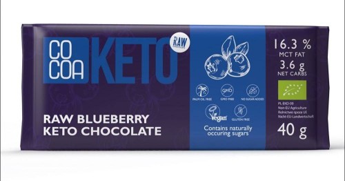 CZEKOLADA KETO Z JAGODAMI I OLEJEM MCT BEZ DODATKU CUKRU BEZGLUTENOWA BIO 40 g - COCOA #1