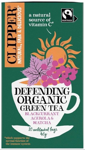 HERBATA ZIELONA Z CZARNĄ PORZECZKĄ, ACEROLĄ I MATCHĄ "ODPORNOŚĆ" FAIR TRADE BIO (20 x 2 g) 40 g - CLIPPER #1