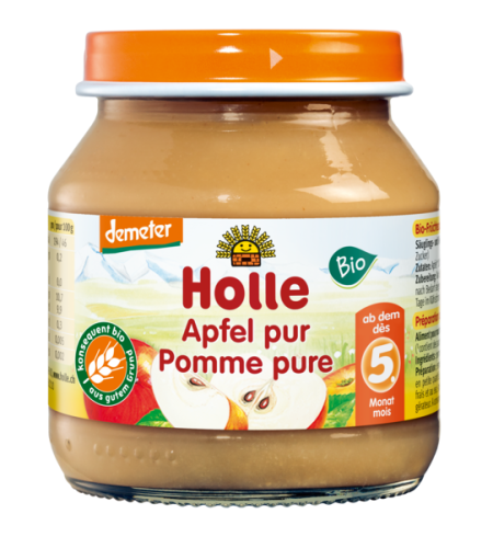 PUREE Z JABŁKA BEZ DODATKU CUKRÓW BEZGLUTENOWE OD 5 MIESIĄCA DEMETER BIO 125 g (SŁOIK) - HOLLE #1