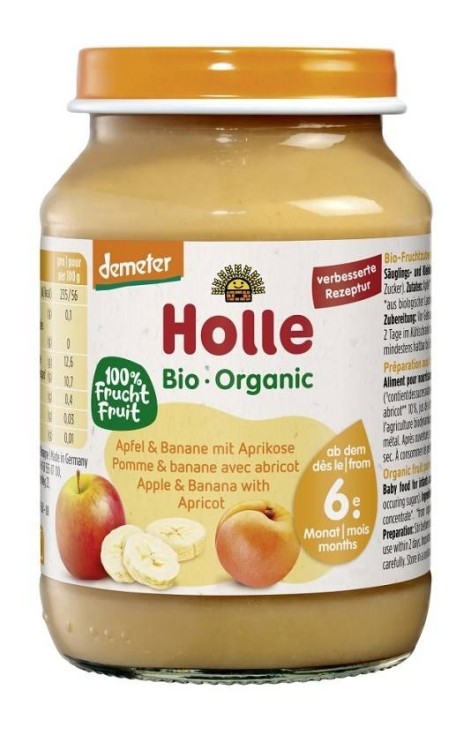 JABŁKO - BANAN - MORELA BEZGLUTENOWE OD 6 MIESIĄCA DEMETER BIO 190 g (SŁOIK) - HOLLE #1