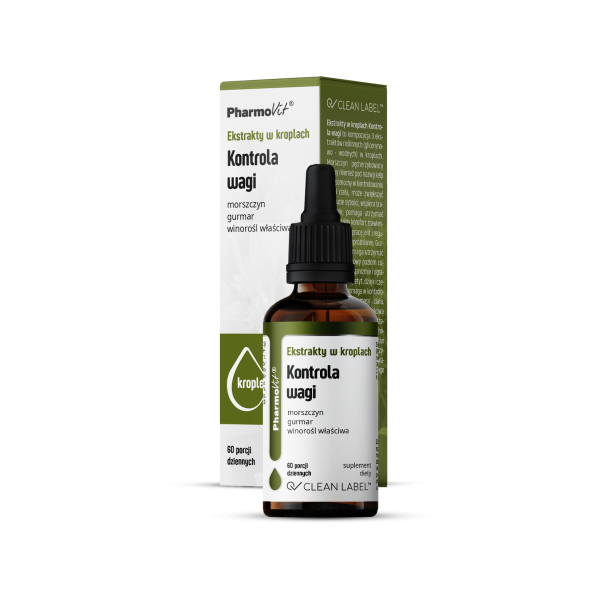 EKSTRAKTY W KROPLACH NA KONTROLĘ WAGI BEZGLUTENOWE 30 ml - PHARMOVIT (CLEAN LABEL) #1