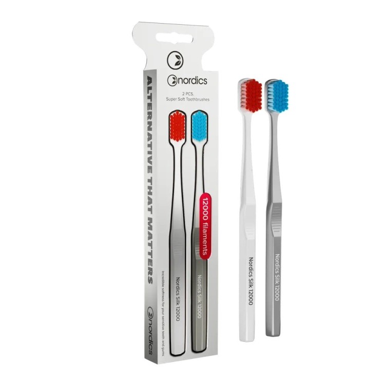 SZCZOTECZKA DO ZĘBÓW Z TWORZYWA PLA 12000 SUPER MIĘKKA 2 SZT - NORDICS #1