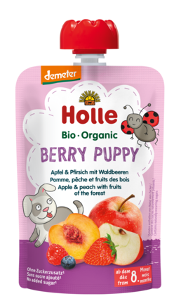 MUS W TUBCE JABŁKO - BRZOSKWINIA - OWOCE LEŚNE BEZ DODATKU CUKRÓW OD 8 MIESIĄCA DEMETER BIO 100 g - HOLLE #1