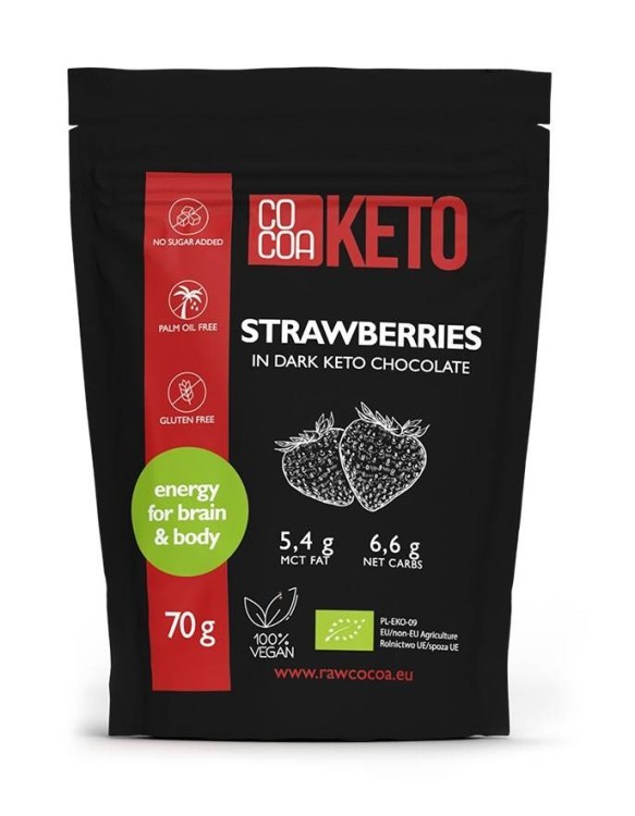 TRUSKAWKI LIOFILIZOWANE W CZEKOLADZIE KETO BEZ DODATKU CUKRU BEZGLUTENOWE BIO 70 g - COCOA #1