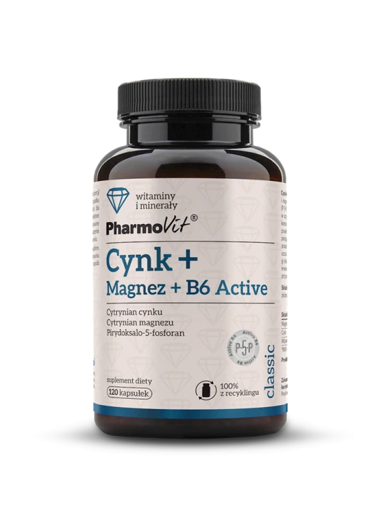 CYNK + MAGNEZ + WITAMINA B6 ACTIVE 120 KAPSUŁEK 83,38 g - PHARMOVIT (CLASSIC) #1