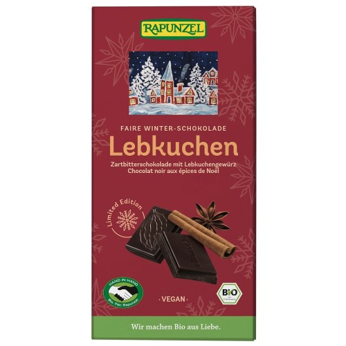 CZEKOLADA GORZKA Z PRZYPRAWĄ DO PIERNIKA BIO 80 g - RAPUNZEL (PRODUKT SEZONOWY)
