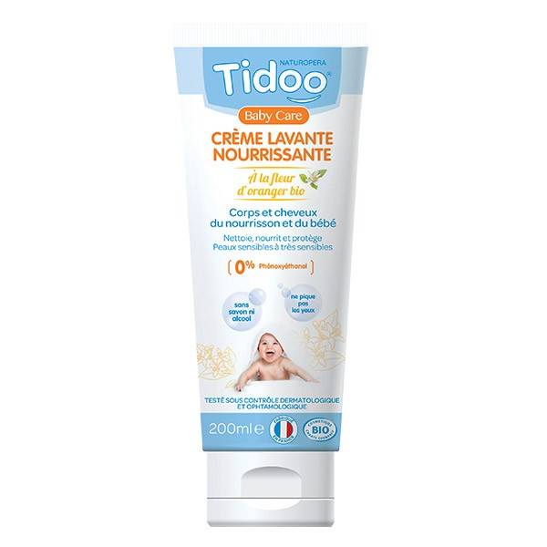  Krem do mycia ciała i włosów dla niemowląt i dzieci kwiat pomarańczy Eco 200ml - Tidoo