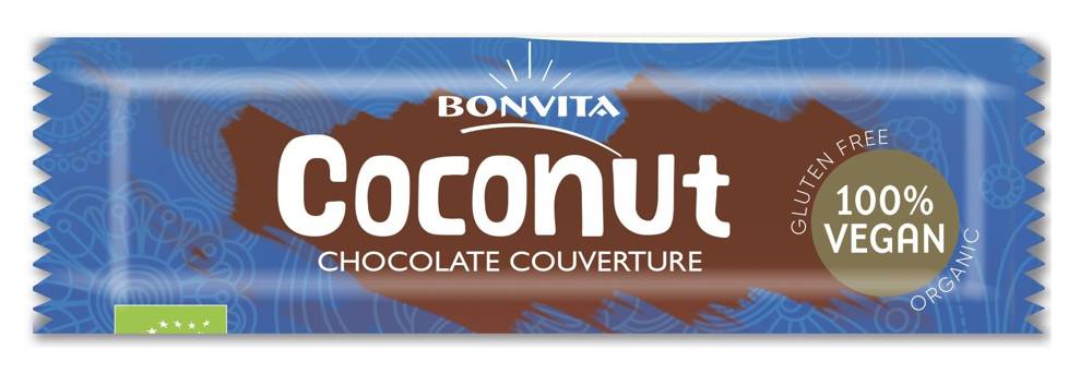 Baton z nadzieniem kokosowym w polewie z czekolady kuwertura bezglutenowy Bio 40 g - BONVITA