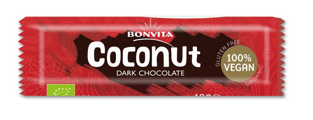 Baton z nadzieniem kokosowym w polewie z gorzkiej czekolady bezglutenowy Bio 40 g - Bonvita